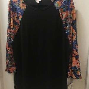 Lularoe Randy 3XL blk body multi ptn color slvs